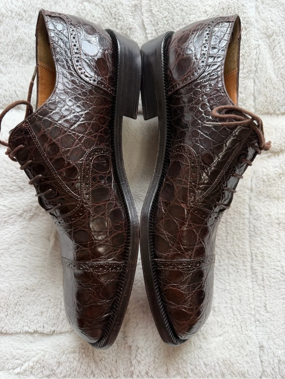 $2,300 Salvatore Ferragamo Brown Genuine Crocodile Exotic Skin Oxford Shoes 12 D